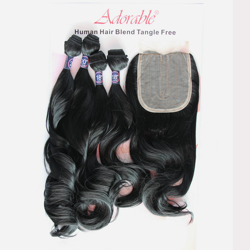 사랑 스럽다 인기있는 자연 색상 탄력 곱슬 내열성 섬유, 새로운 합성 패킷 머리카락 흑인 여성을위한 웨이브 셀레나 4pcs